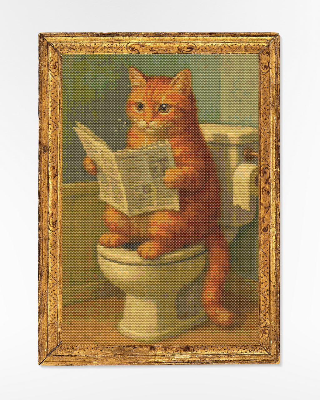 Paws for a Break – Funny Cat Bathroom Cross-Stitch Pattern | Whimsical Bathroom Décor | Artistic Embroidery Design for Cat Lovers (135 x 190 stitches) | DMC and ANCHOR conversion included