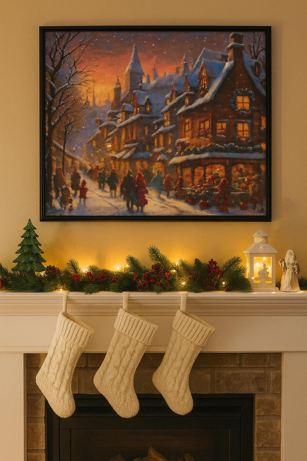 Victorian Christmas Village Cross Stitch Pattern | PDF Instant Download | Winter Holiday Street Scene | Vintage Christmas Embroidery Design