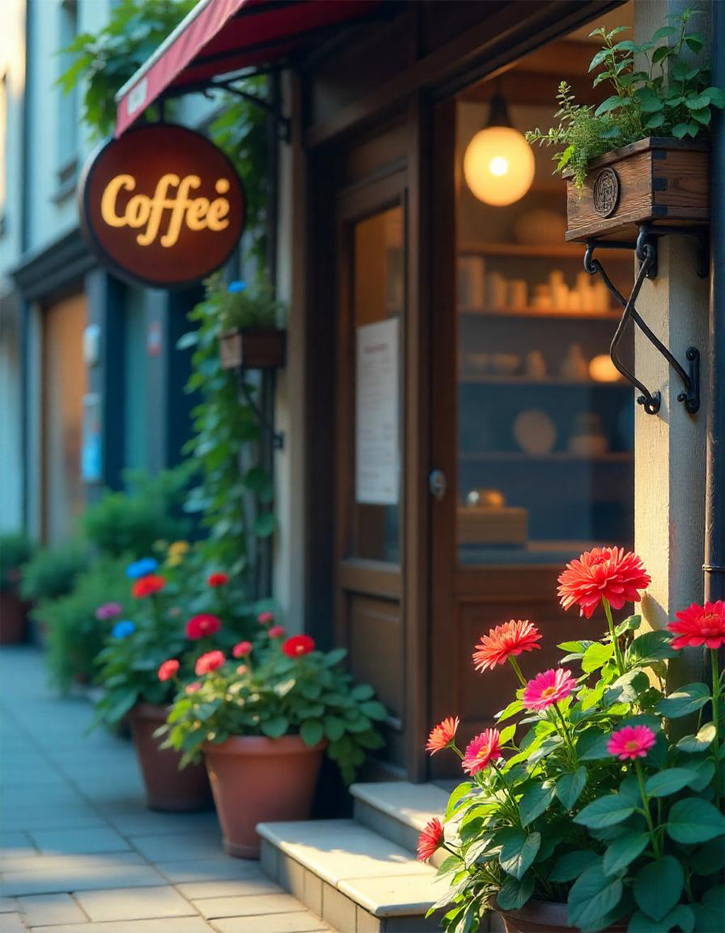 Charming Coffee Corner Cross Stitch Pattern | Cozy Cafe Street Scene | European Coffee Shop Embroidery PDF | Urban Landscape Needlework Design