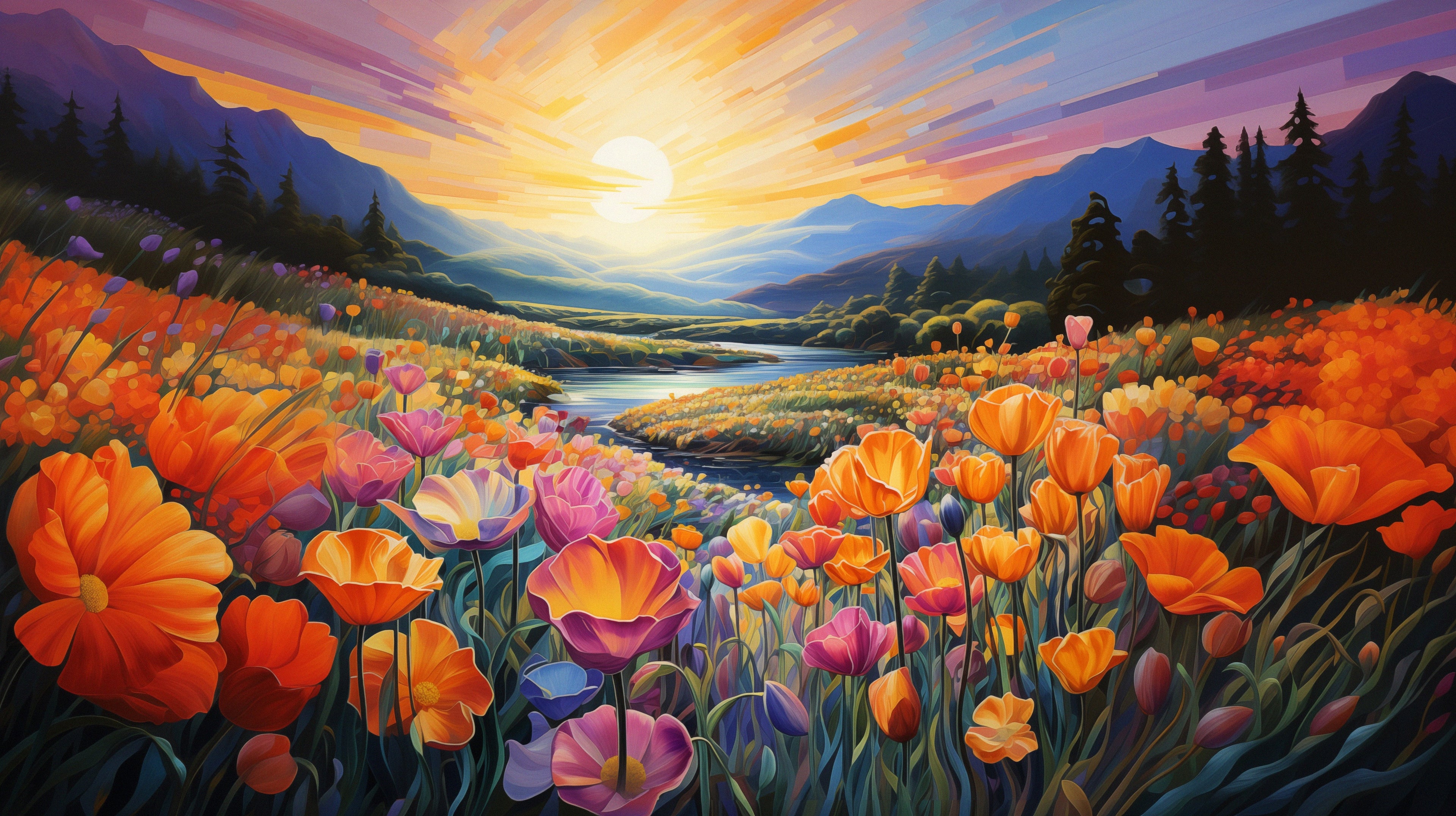 “Wildflower Sunset Dream” Cross Stitch Pattern (PDF) Bring the magic of a sunset to life—one stitch at a time.